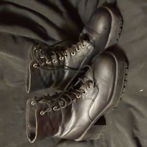 Nevada Black Tie Up Chunk Heel Boots